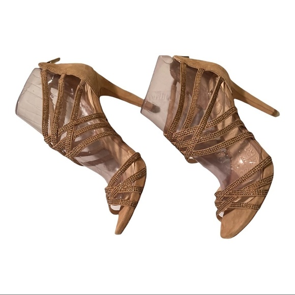 VC Signature BRIGITTE Heels Nude Beige Studded Open-Toe Stiletto Elegant Classic - Picture 4 of 4